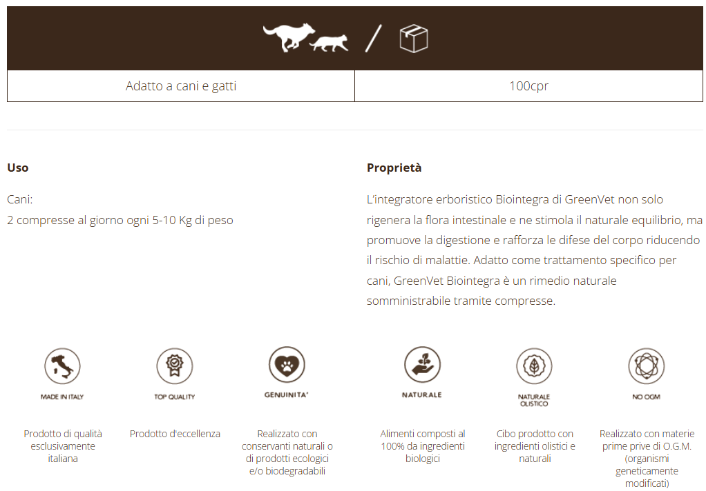 GreenVet Biointegra 100 cpr
