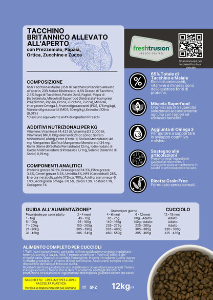 Puppy Super Food con Tacchino allevato all'aperto e Maiale - 2kg